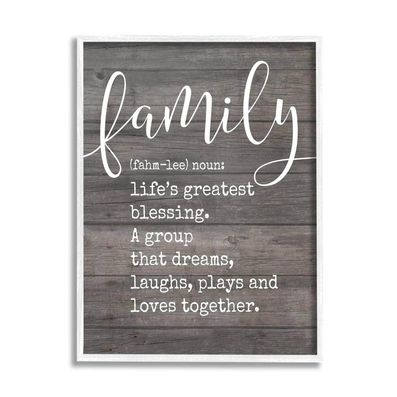 Stupell Industries Family Definition Planked Framed Wall Art